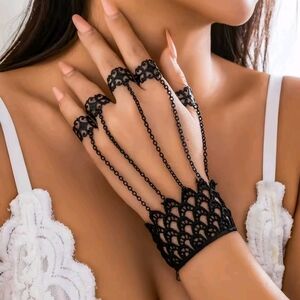 Anthropologie Black Lace Hand Jewelry